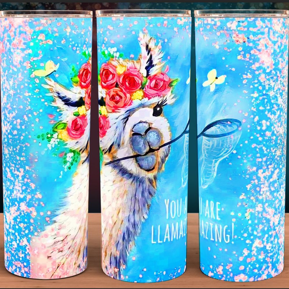 You Are Llamazing Llama Blue Cup Mug Tumbler